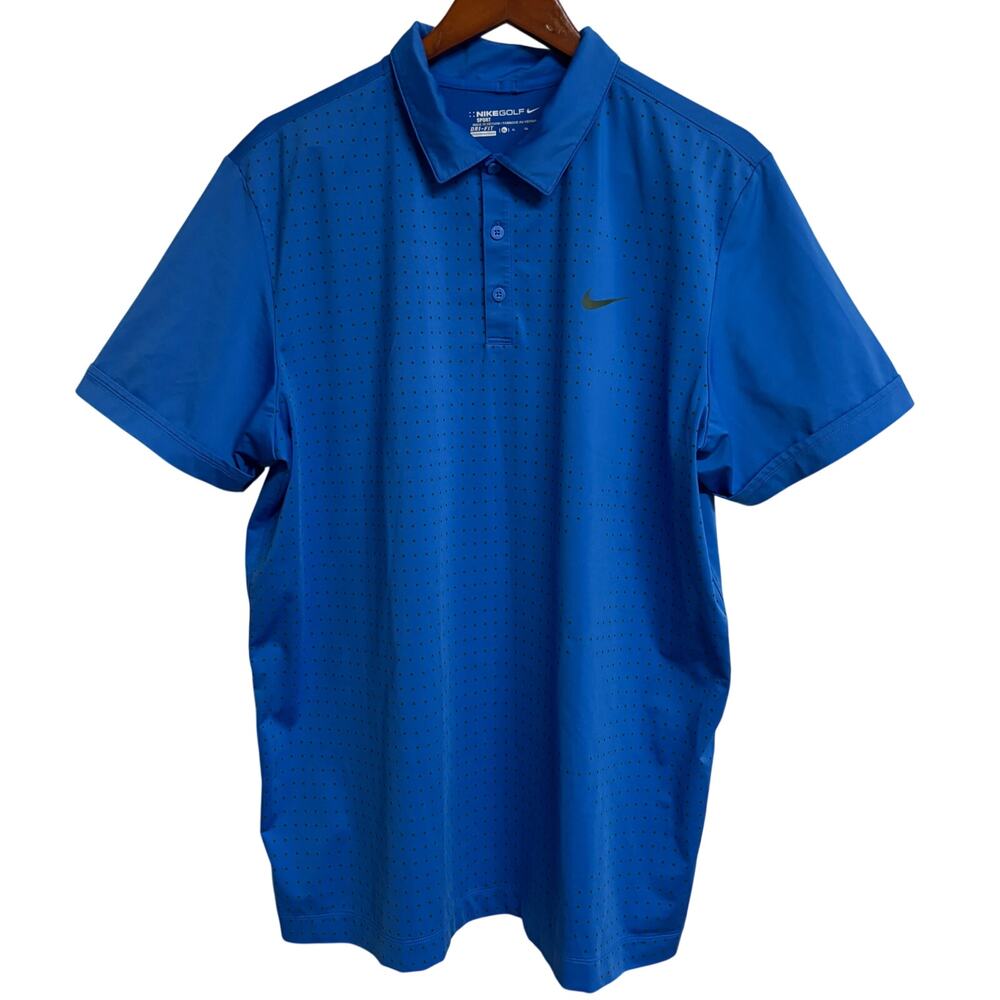 Nike Golf Dri-FIT Blue Polo Shirt Men’s XL Athletic Golf Performance Swoosh
